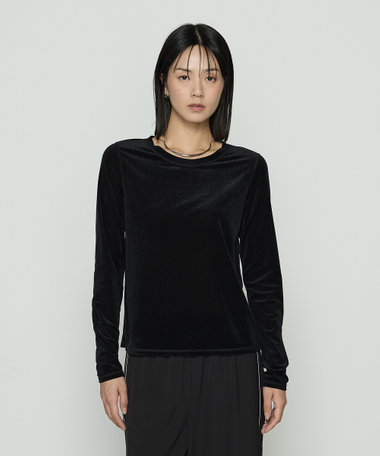 シアーベロア ラウンドネックプルオーバー