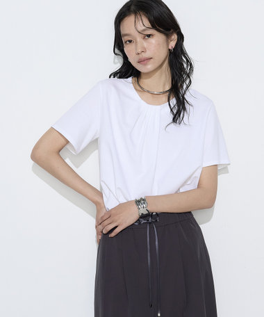 コットン強撚ポンチ ドレープタックシャツ