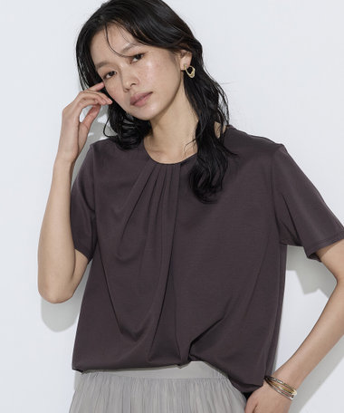 コットン強撚ポンチ ドレープタックシャツ