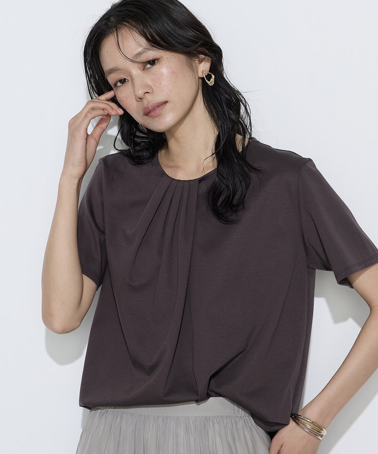 コットン強撚ポンチ ドレープタックシャツ