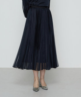 コグザビッグスモーク　極美品　アコーディオンプリーツスカート　ネイビー　光沢感 マットカルゼオーガンジー プリーツスカート（01-02FO01-206）｜K.T