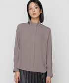 K．T キヨコ タカセ（K．T KIYOKO TAKASE）/〔 TALLサイズ 〕 マットサテン タイ付 ハイネックブラウス マットサテン デザインハイネックブラウス（01-04HI02-204）｜K.T