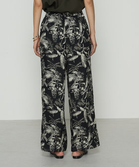 麻調ポリエステル ボタニカルプリントパンツ（01-05PK08-205）｜K.T