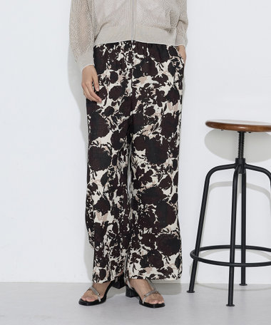 【Oggi 5月号掲載 滝沢カレンさん着用商品】麻調ポリエステル ボタニカルプリントパンツ