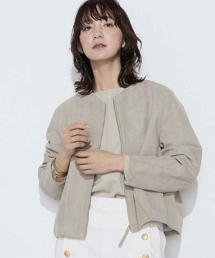 フェイクスエード タックブルゾン