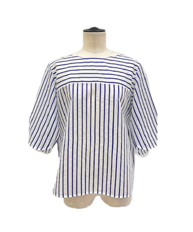 キュプラリネン コットンシルクストライププルオーバー