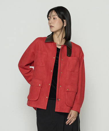 ストレッチスエード調 ブルゾン