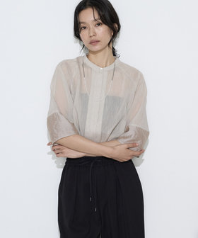 【Oggi 5月号掲載 滝沢カレンさん着用商品】リネンポリエステルオーガンジー ラグランスリーブシャツ羽織り