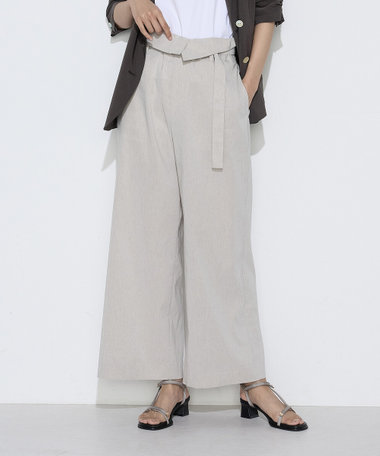 リネン／トリアセテート ハイウエストパンツ
