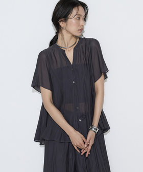 【セットアップ対応】カッセンシフォンオーガンジー フレアブラウス