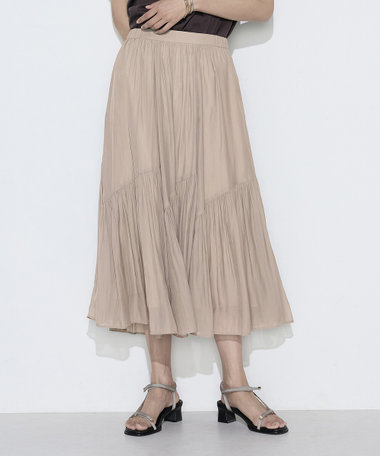 【セットアップ対応】カッセンシフォンオーガンジー アシンメトリーギャザースカート