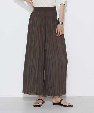 割繊×シフォン プリーツパンツ