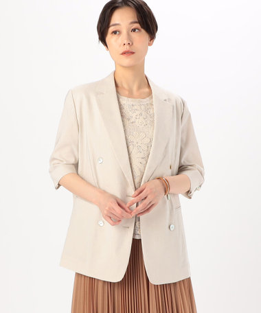 リネン／トリアセテートストレッチ ダブルブレストジャケット
