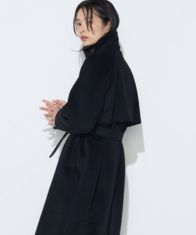 K.T キヨコ タカセ■アンゴラ羊毛・ロングコート■黒■size9号■定価7万 TALLサイズ 〕 アンゴラウール ロングトレンチコート（76-15WM05-205