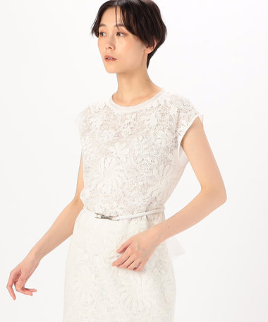 【セットアップ対応】ボタニカルチュール刺繍レース ブラウス