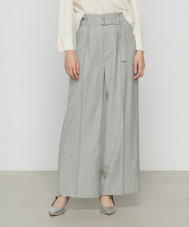ヘリンボーンツイード タックワイドパンツ