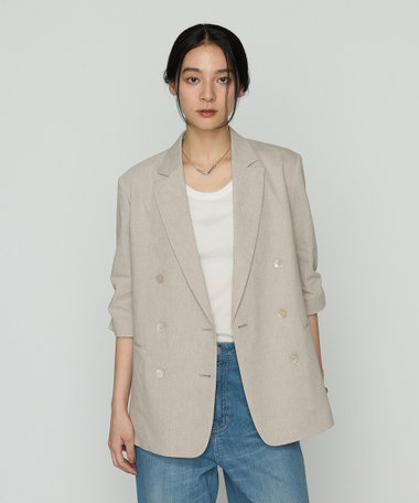 リネンストレッチ ダブルブレストジャケット