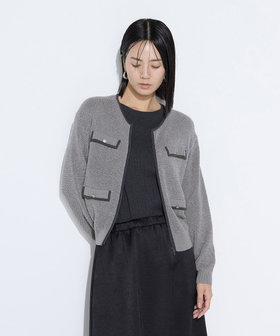 kaikoモヘアカーディガン モールジャカードニット ジップアップカーディガン（01-43IM04