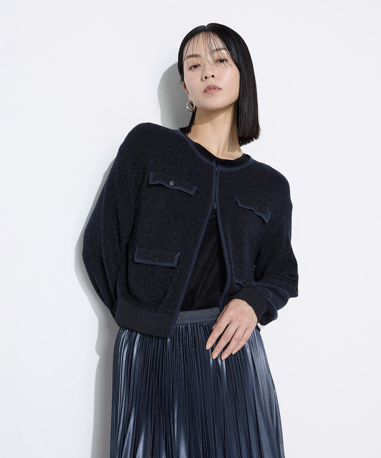 モールジャカードニット ジップアップカーディガン（01-43IM04-205