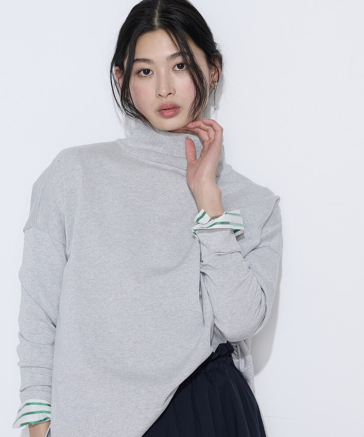 天竺編み ファインラメニットプルオーバー