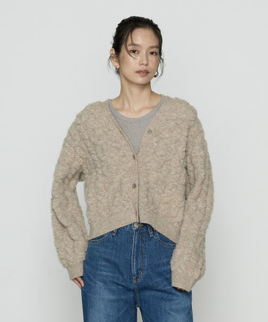 パイル編み  Vネックカーディガン