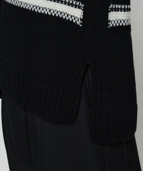 ジャカード編み スヌード付きニットプルオーバー（01-46IM07-205