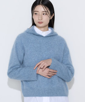 ファー加工ニット フーディ