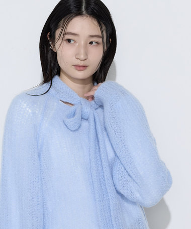 アルパカ リボンタイ ニット