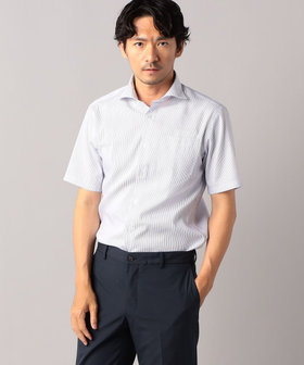 形態安定】ドビーストライプ ストレッチ半袖ドレスシャツ（07