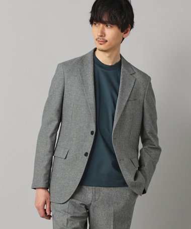 【セットアップ対応】杢カラミ織ドビー  シングルテーラードジャケット