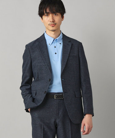 【セットアップ対応】杢カラミ織ドビー  シングルテーラードジャケット