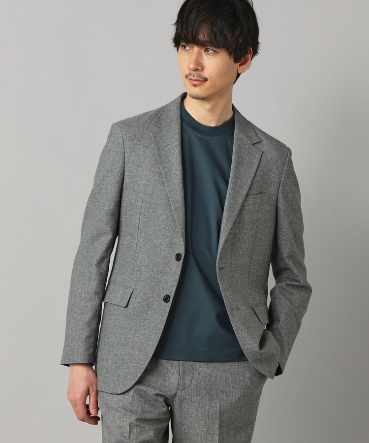 【セットアップ対応】杢カラミ織ドビー  シングルテーラードジャケット