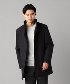 新品未使用　コムサメングレー ポリエステルヘリンボーン中綿コート ヘリンボーンラミネート 中綿入りイタリアンカラーコート（07-17MI20