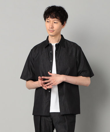 岡山織り超長綿高密度デニム レギュラーカラー半袖シャツ