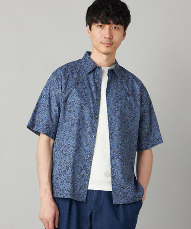 かすれ花柄プリント 半袖シャツ