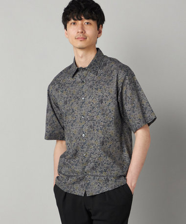 かすれ花柄プリント 半袖シャツ