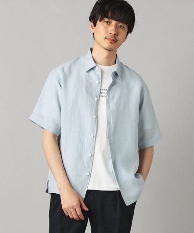 〔LIBECO 〕リネンブロード 半袖レギュラーカラーシャツ