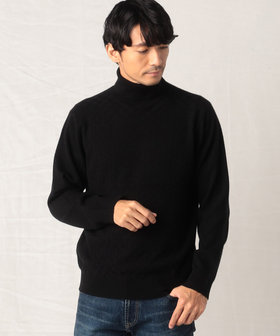 ウールカシミヤ 市松柄 タートルネックニット（07-34KE06-203