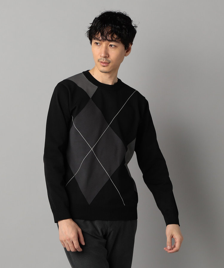 アーガイル柄 クルーネックニット