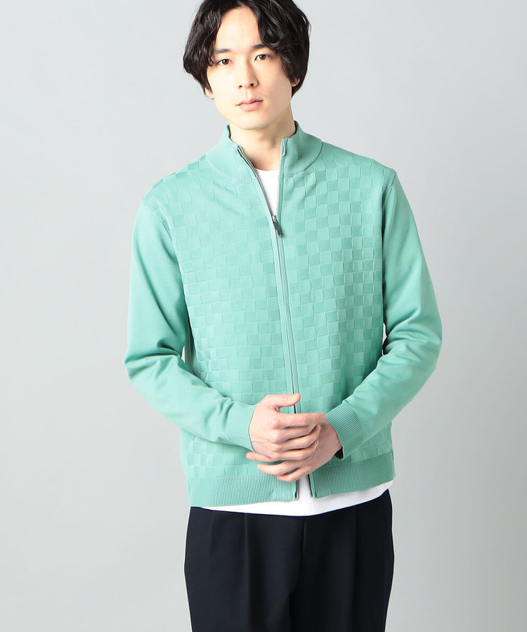 市松ジャガードハイネックジップカーデ（07-39KG01-204）｜COMME
