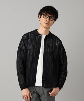 透かし編み ポロカーディガン