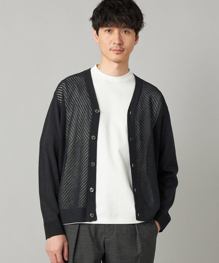 和紙メッシュ切り替え カーディガン