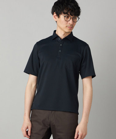 【抗菌防臭加工】市松ジャカードジャージー ポロシャツ