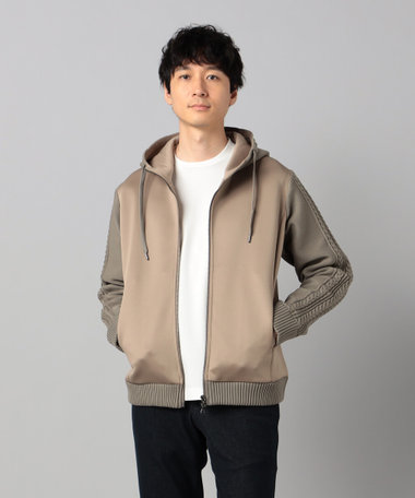 ニットコンビ ジップアップパーカ