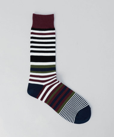マルチカラーボーダー クルーソックス