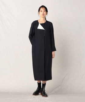 トリアセストレッチバイカラー ラペルワンピース（08-11OE05-203