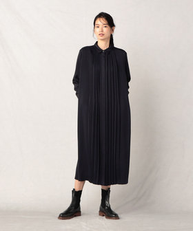 トリアセサテンフロント プリーツシャツワンピース（08-18OE08