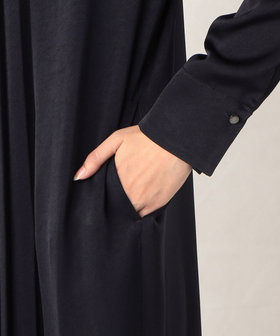 【新品】ドッキングプリーツワンピース✳︎ブラック✳︎サイズ2 定価26400円 トリアセサテンフロント プリーツシャツワンピース（08-18OE08-203