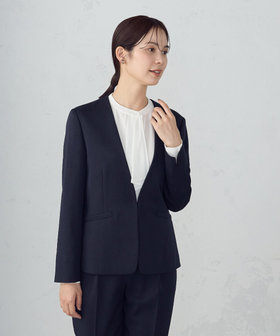 セットアップ対応】杢調ノーカラージャケット（12-08GM08-205