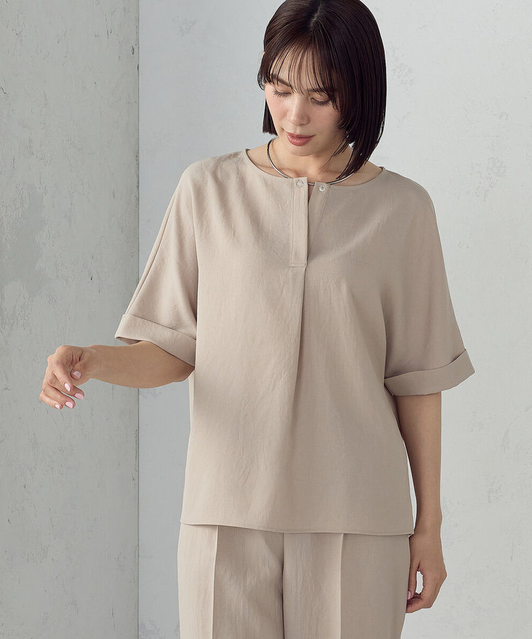 【ＵＶカット・吸汗速乾・接触冷感】kireri ポリエステルストレッチドライツイル Tブラウス/セットアップ対応